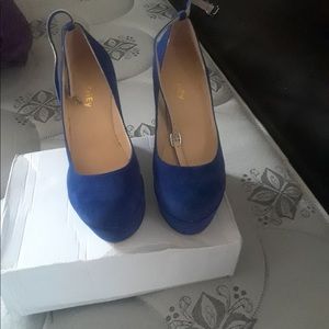 Blue Suede wedges 2 in a half inches